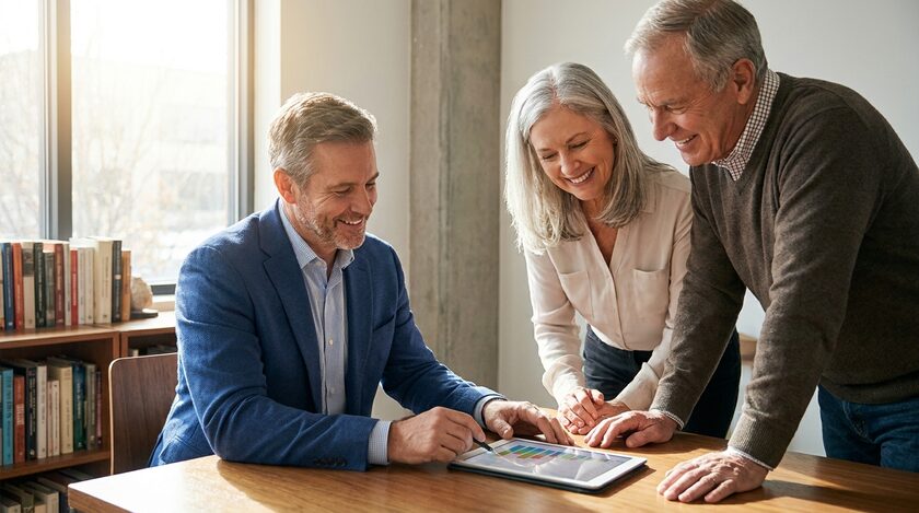 AI-generated image: Financial advisor with a retired couple